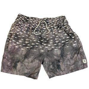 THE ENDLESS SUMMER (XL) Swim Short Gray White Fish All-Over Print Lined Like New